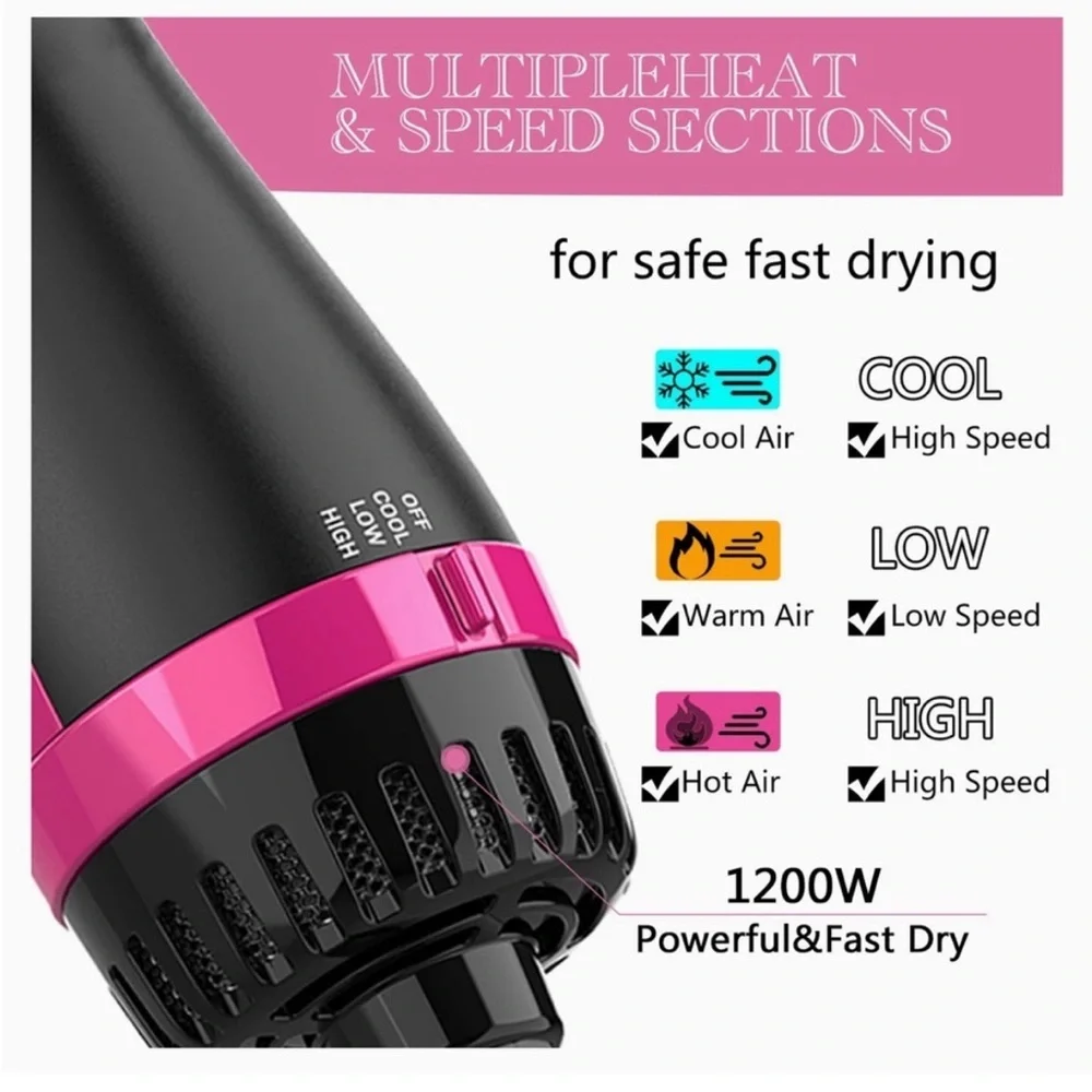 4-In-One Hair Dryer Styling Brush With Ceramic Oval Barrel and Volumizer 1200W